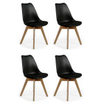 paris prix Lot de 4 Chaises Scandinave "Coquil" 81cm Noir
