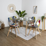 Paris Prix Lot De 4 Chaises Scandinave "Patchwork" 86cm Multicolore