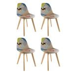 paris prix Lot de 4 Chaises Scandinave "Patchwork" 86cm Multicolore
