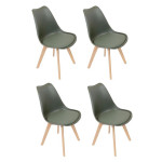 paris prix Lot de 4 Chaises Scandinave "Skansen" 81cm Kaki