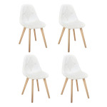 paris prix Lot de 4 Chaises Scandinaves "Patchwork" 87cm Blanc