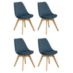 paris prix Lot de 4 Chaises Velours "Baya" 81cm Bleu Canard