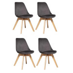 paris prix Lot de 4 Chaises Velours "Baya" 81cm Gris Galet