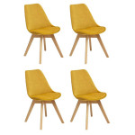 paris prix Lot de 4 Chaises Velours "Baya" 81cm Jaune Ocre