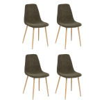 paris prix Lot de 4 Chaises Velours Côtelé "Roka" 87cm Kaki