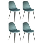 paris prix Lot de 4 Chaises Velours "Giulia" 85cm Bleu Canard