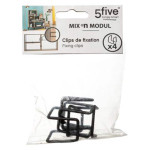 Paris Prix Lot De 4 Clips De Fixation "Mix N Modul" 3cm Noir