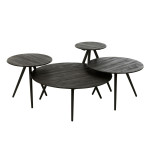 paris prix Lot de 4 Tables Basses en Bois "Teck" 70cm Noir