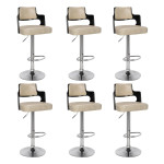 paris prix Lot de 6 Chaises de Bar "Paddington" 90-110cm Noir & Crème