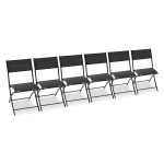 paris prix Lot de 6 Chaises de Jardin Pliantes "Boston" 82cm Gris Anthracite