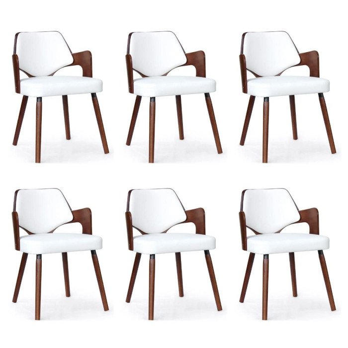 Paris Prix Lot De 6 Chaises Design "Aley" 72cm Blanc & Noisette