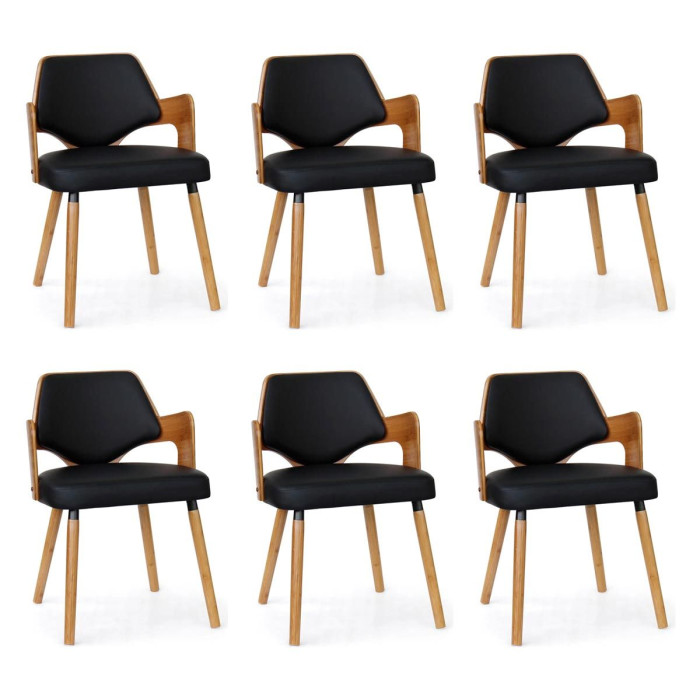Paris Prix Lot De 6 Chaises Design "Aley" 72cm Noir & Naturel