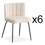 Paris Prix Lot De 6 Chaises Design Bouclette "Irina" 79cm Crème