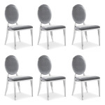 paris prix Lot de 6 Chaises Médaillon Velours "Tatianna" 90cm Argent