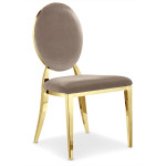 Paris Prix Lot De 6 Chaises Médaillon Velours "Tatianna" 90cm Taupe & Or