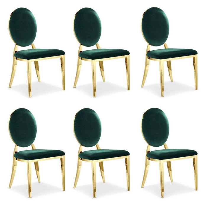 Paris Prix Lot De 6 Chaises Médaillon Velours "Tatianna" 90cm Vert