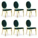 paris prix Lot de 6 Chaises Médaillon Velours "Tatianna" 90cm Vert