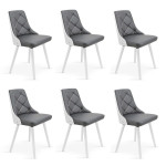 paris prix Lot de 6 Chaises Scandinave "Cargo" 79cm Blanc & Gris