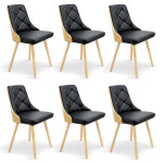 paris prix Lot de 6 Chaises Scandinave "Cargo" 79cm Chêne & Noir