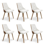 paris prix Lot de 6 Chaises Scandinave "Cargo" 79cm Noisette & Blanc
