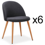 Paris Prix Lot De 6 Chaises Scandinaves Tissu "Morro" 78cm Gris Foncé