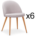Paris Prix Lot De 6 Chaises Scandinaves Tissu "Morro" 78cm Gris Clair