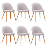 paris prix Lot de 6 Chaises Scandinaves Tissu "Morro" 78cm Gris Clair