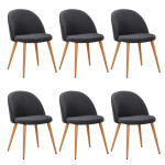 paris prix Lot de 6 Chaises Scandinaves Tissu "Morro" 78cm Gris Foncé