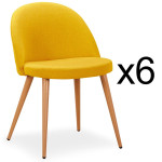 Paris Prix Lot De 6 Chaises Scandinaves Tissu "Morro" 78cm Jaune