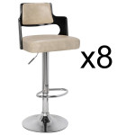 Paris Prix Lot De 8 Chaises De Bar "Paddington" 90-110cm Noir & Crème