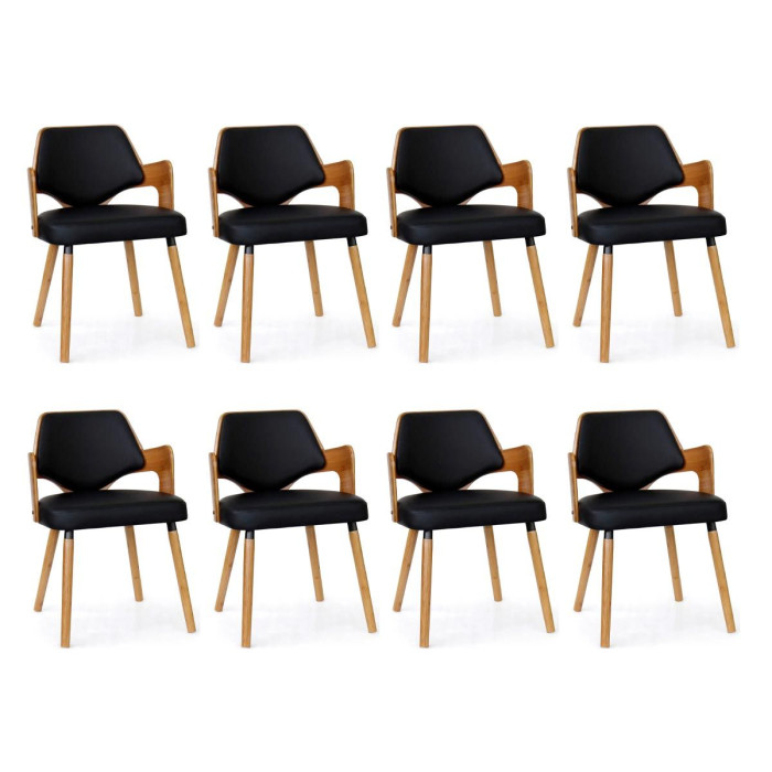 Paris Prix Lot De 8 Chaises Design "Aley" 72cm Noir & Naturel