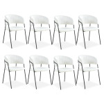 paris prix Lot de 8 Chaises en Bouclette "Batora" 79cm Crème & Noir