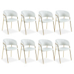 paris prix Lot de 8 Chaises en Bouclette "Batora" 79cm Crème & Or