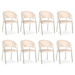 paris prix Lot de 8 Chaises en Velours "Batora" 79cm Beige