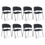 paris prix Lot de 8 Chaises en Velours "Batora" 79cm Noir