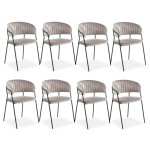 paris prix Lot de 8 Chaises en Velours "Batora" 79cm Taupe & Noir