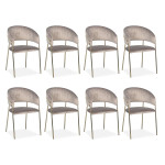 paris prix Lot de 8 Chaises en Velours "Batora" 79cm Taupe