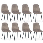 paris prix Lot de 8 Chaises en Velours "Matelassées" 88cm Taupe