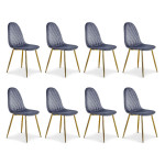 paris prix Lot de 8 Chaises en Velours "Waynor" 88cm Gris