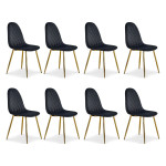 paris prix Lot de 8 Chaises en Velours "Waynor" 88cm Noir