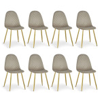 paris prix Lot de 8 Chaises en Velours "Waynor" 88cm Taupe
