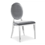 Paris Prix Lot De 8 Chaises Médaillon Velours "Tatianna" 90cm Argent