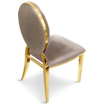 Paris Prix Lot De 8 Chaises Médaillon Velours "Tatianna" 90cm Taupe & Or
