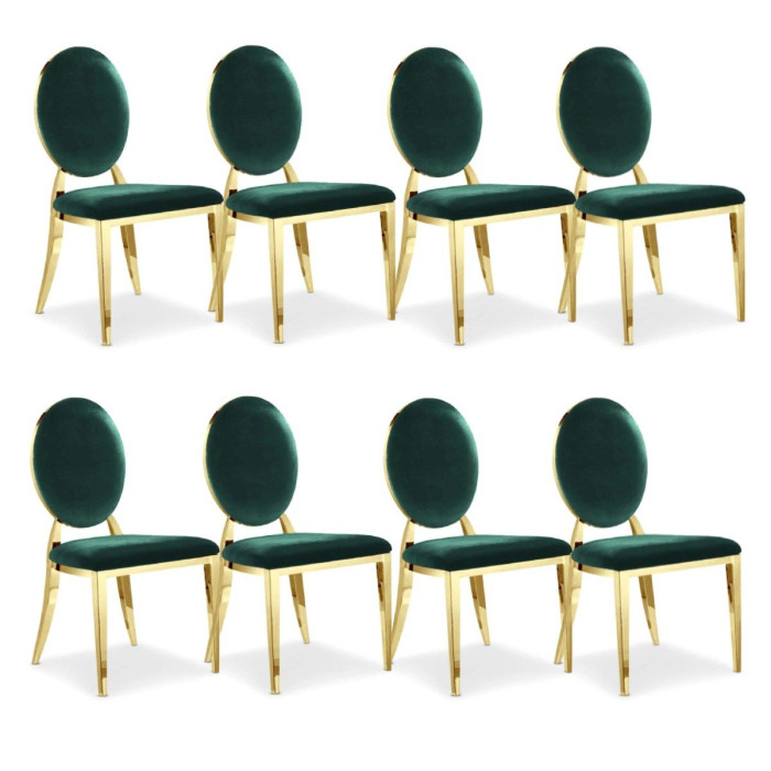 Paris Prix Lot De 8 Chaises Médaillon Velours "Tatianna" 90cm Vert