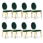paris prix Lot de 8 Chaises Médaillon Velours "Tatianna" 90cm Vert