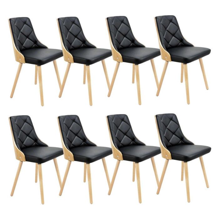 Paris Prix Lot De 8 Chaises Scandinave "Cargo" 79cm Chêne & Noir