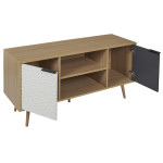 Paris Prix Meuble TV 2 Portes & 2 Niveaux "Agglo" 120cm Naturel