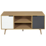 Paris Prix Meuble TV 2 Portes & 2 Niveaux "Agglo" 120cm Naturel