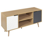 paris prix Meuble TV 2 Portes & 2 Niveaux "Agglo" 120cm Naturel