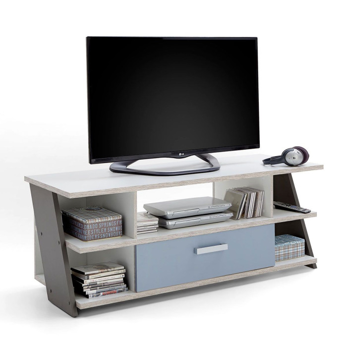 Paris Prix Meuble TV 5 Niches "Anoya" 135cm Chêne & Blanc